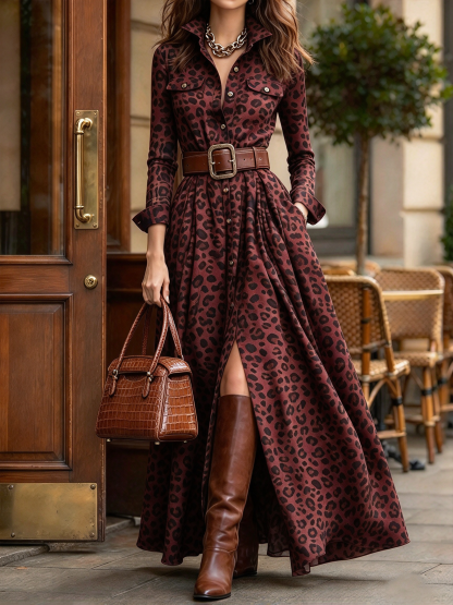 Vintage-style Plaid Cotton Long Shirt Dress