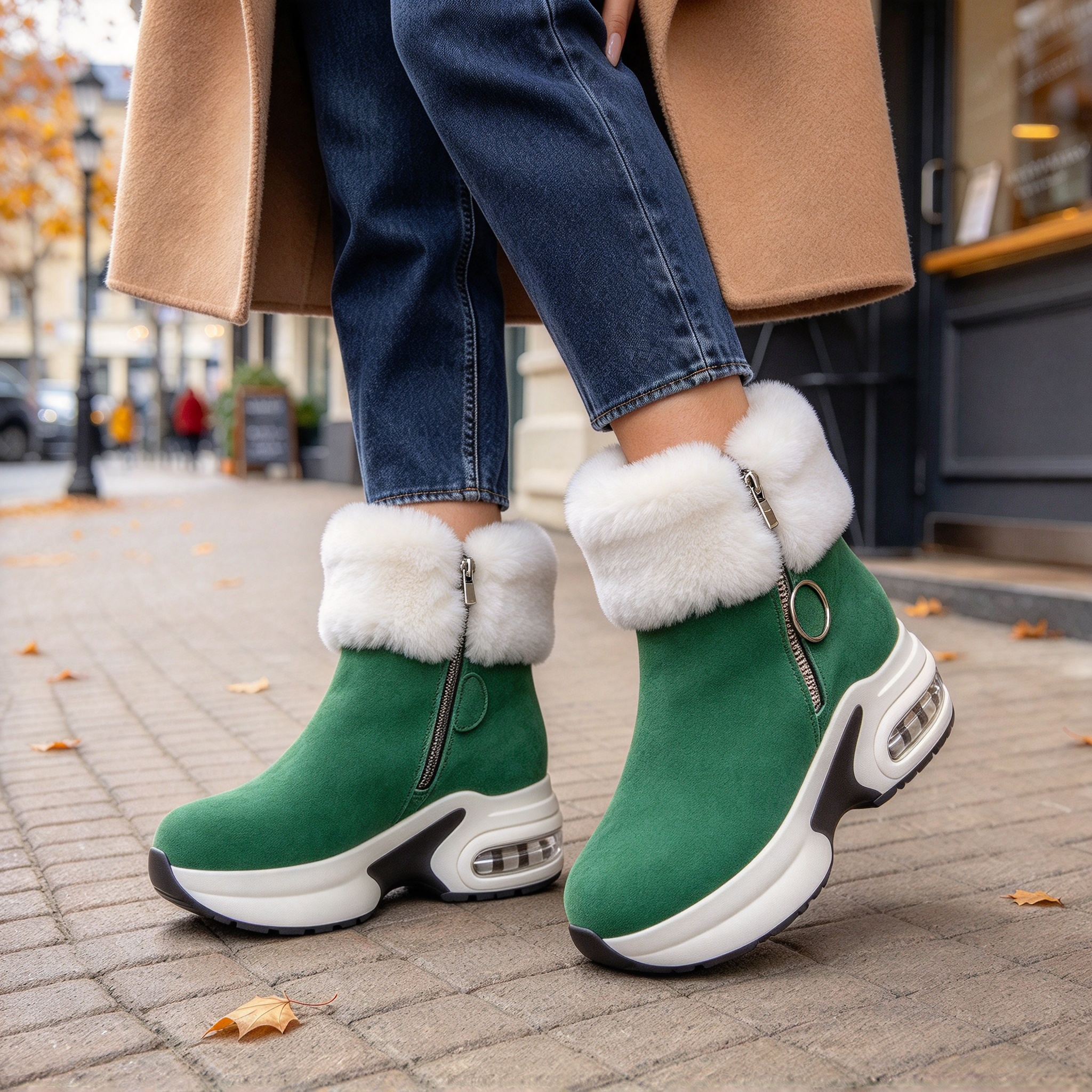 Snowvera – Plush-Lined Wedge Ankle Boots
