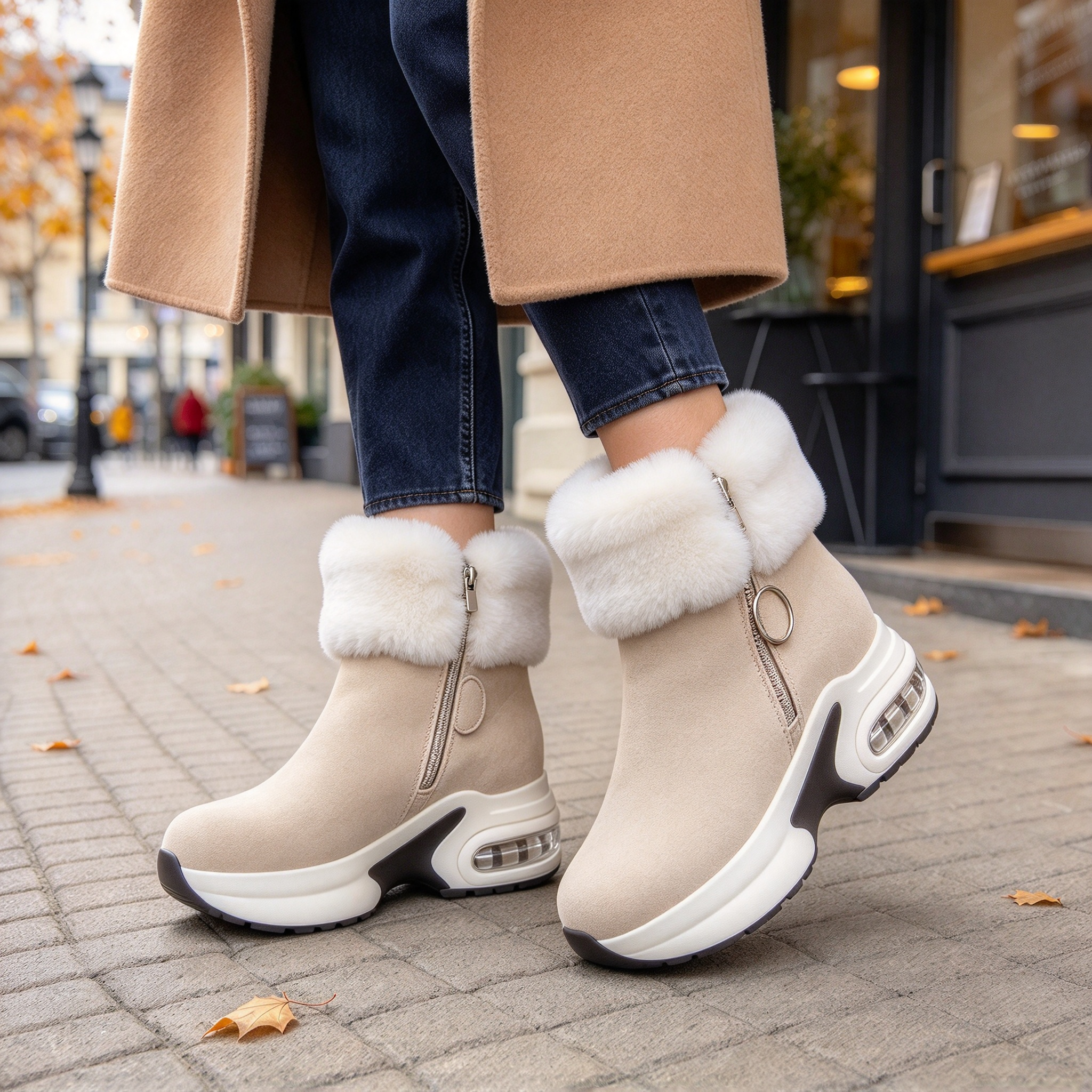 Snowvera – Plush-Lined Wedge Ankle Boots