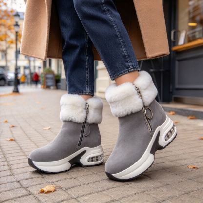 Snowvera – Plush-Lined Wedge Ankle Boots