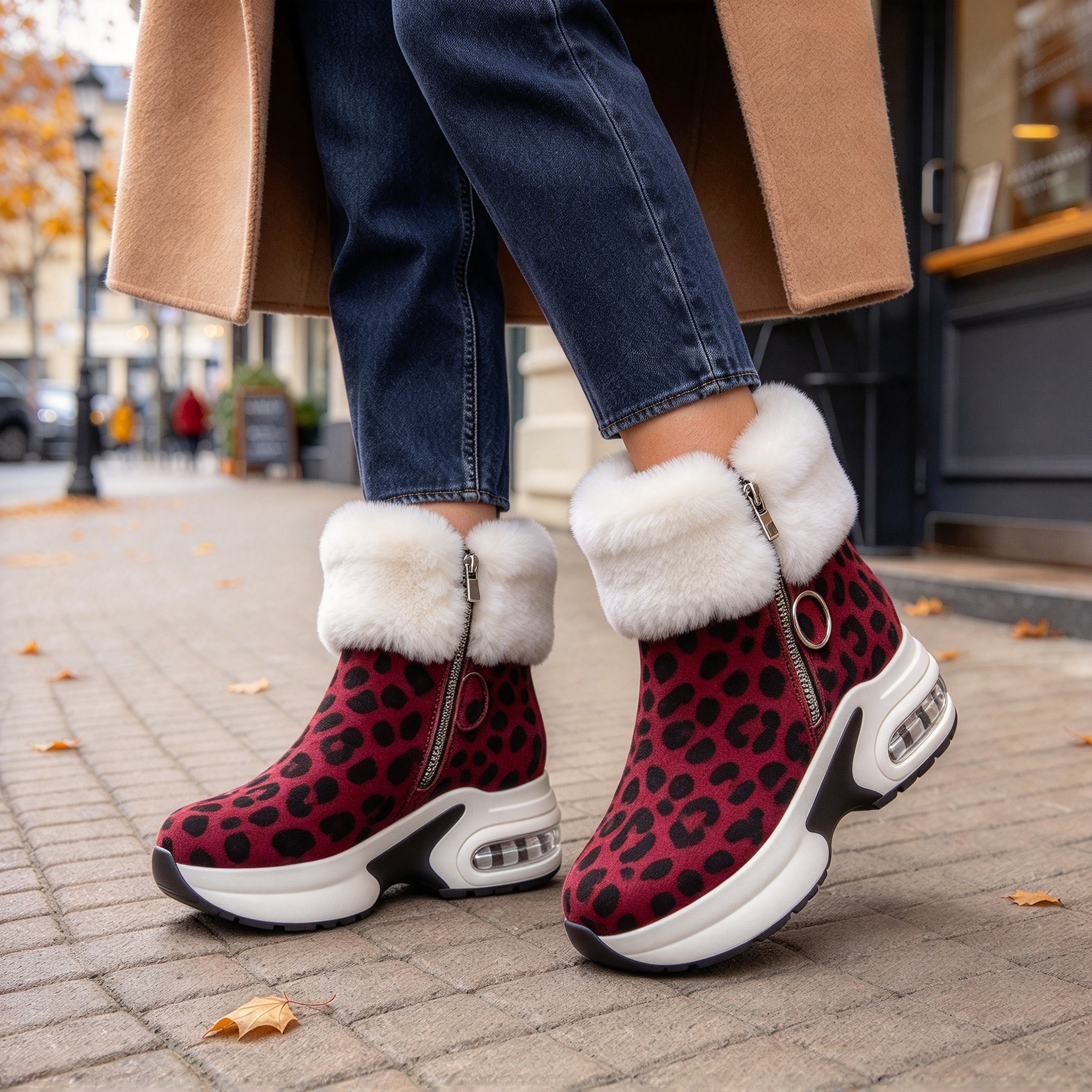 Snowvera – Plush-Lined Wedge Ankle Boots