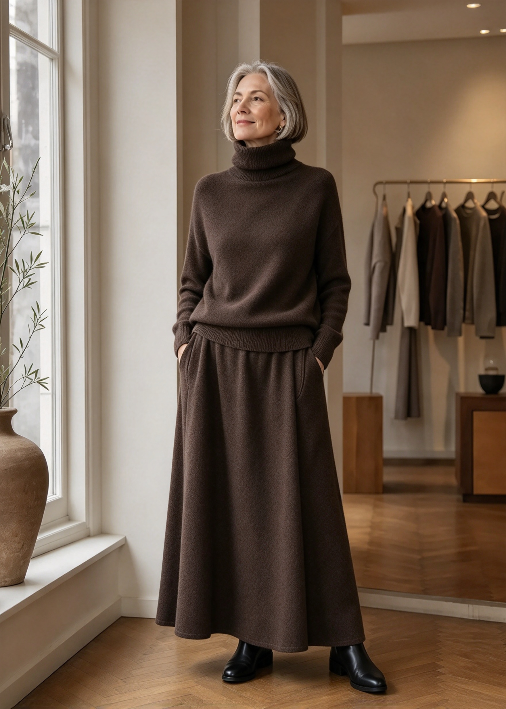 Lunelle – Turtleneck Sweater And Maxi Skirt Set