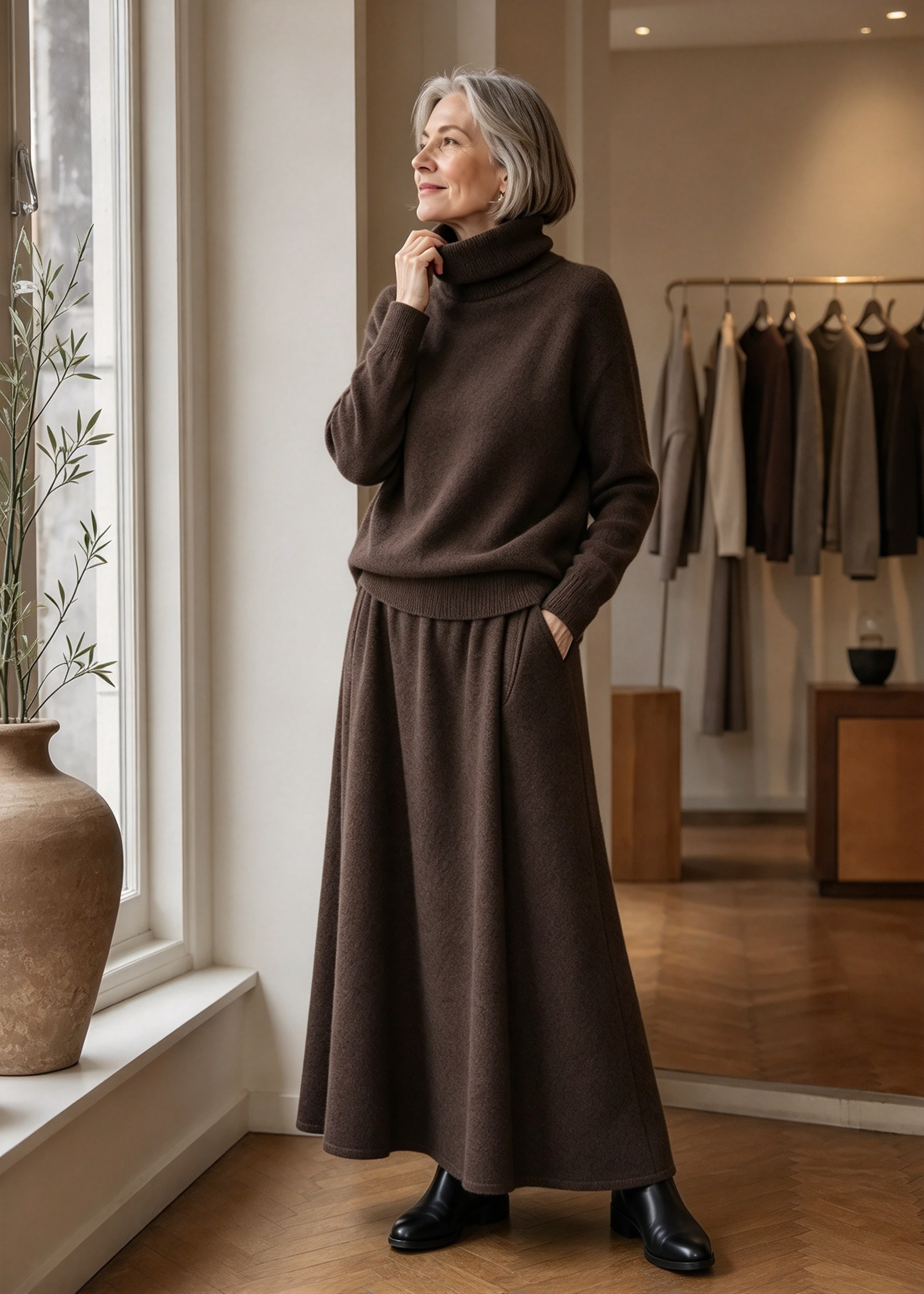 Lunelle – Turtleneck Sweater And Maxi Skirt Set