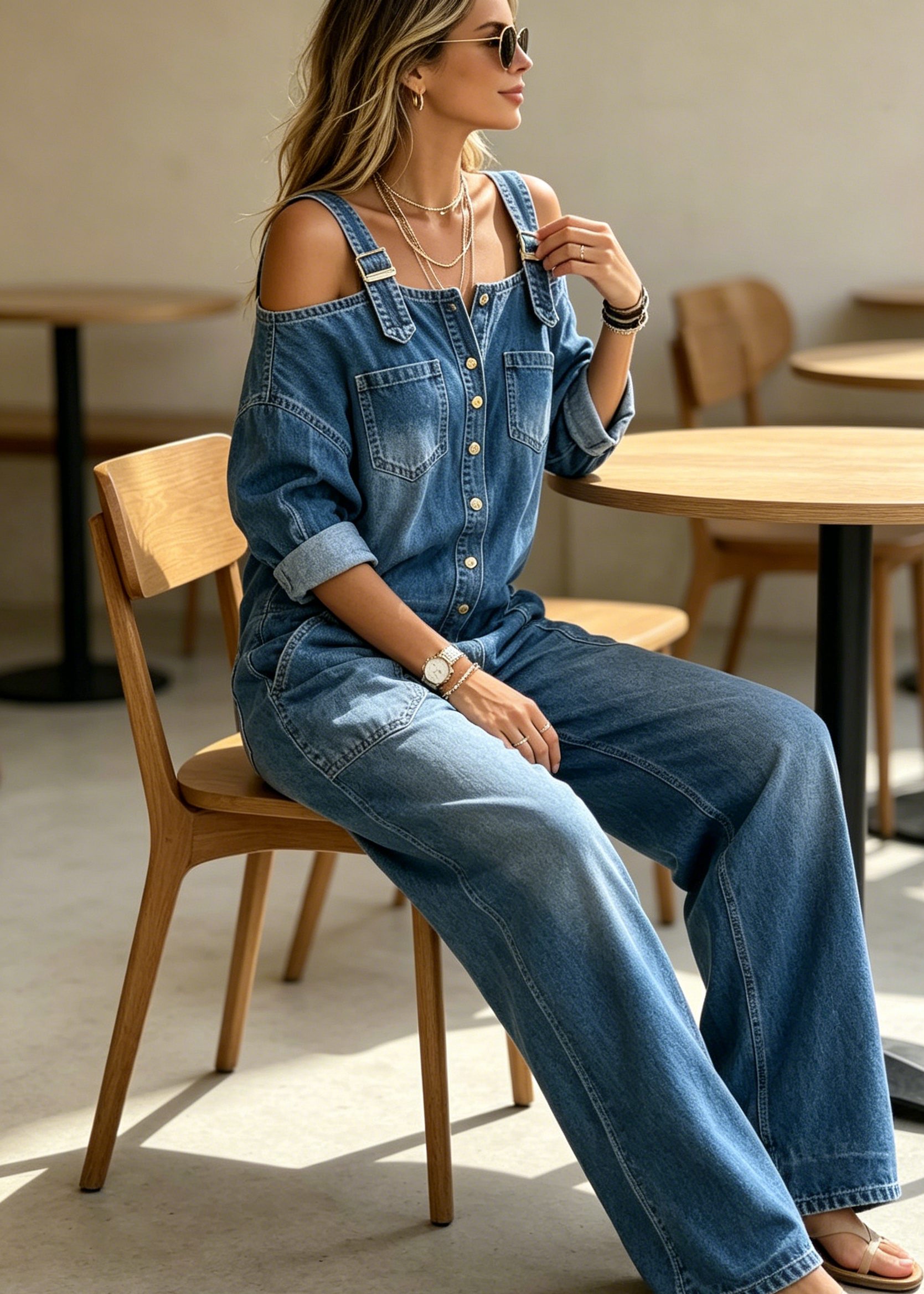 🔥Limited-time offer-Loose Fit Wide-Leg Overall Jumpsuit with Pockets