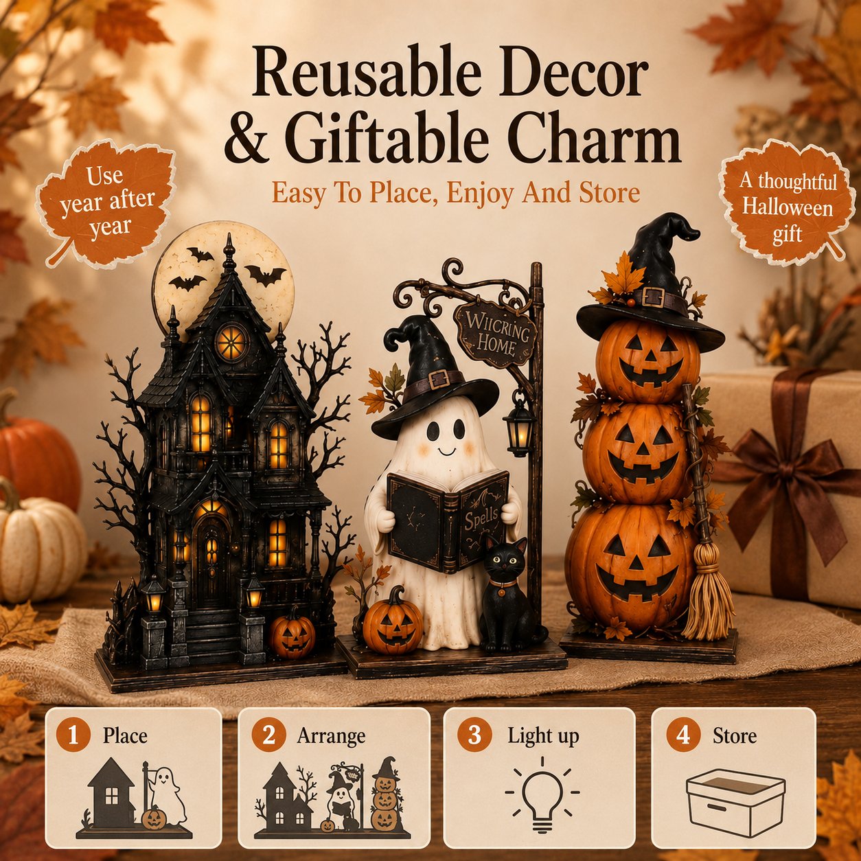 How to display Halloween tabletop decorations