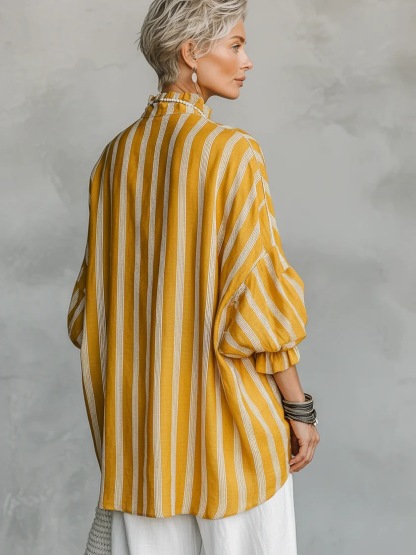 Casual Striped Linen-cotton Shirt