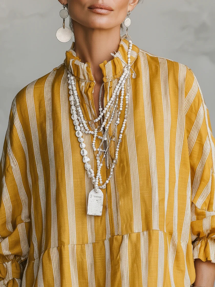 Casual Striped Linen-cotton Shirt
