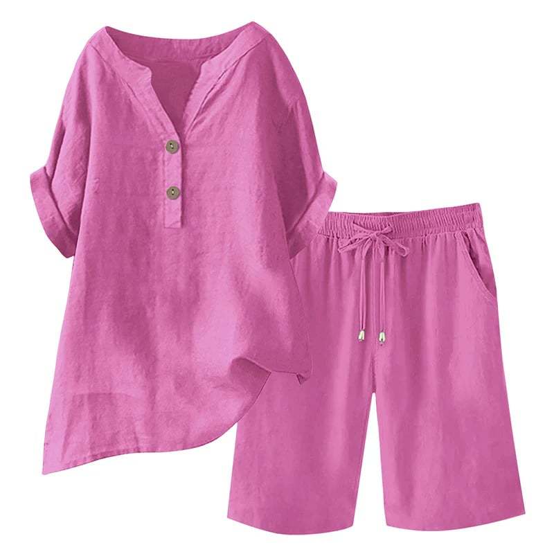 🔥Limited-time offer-Women's Cotton Linen 2-Piece Outfit Set