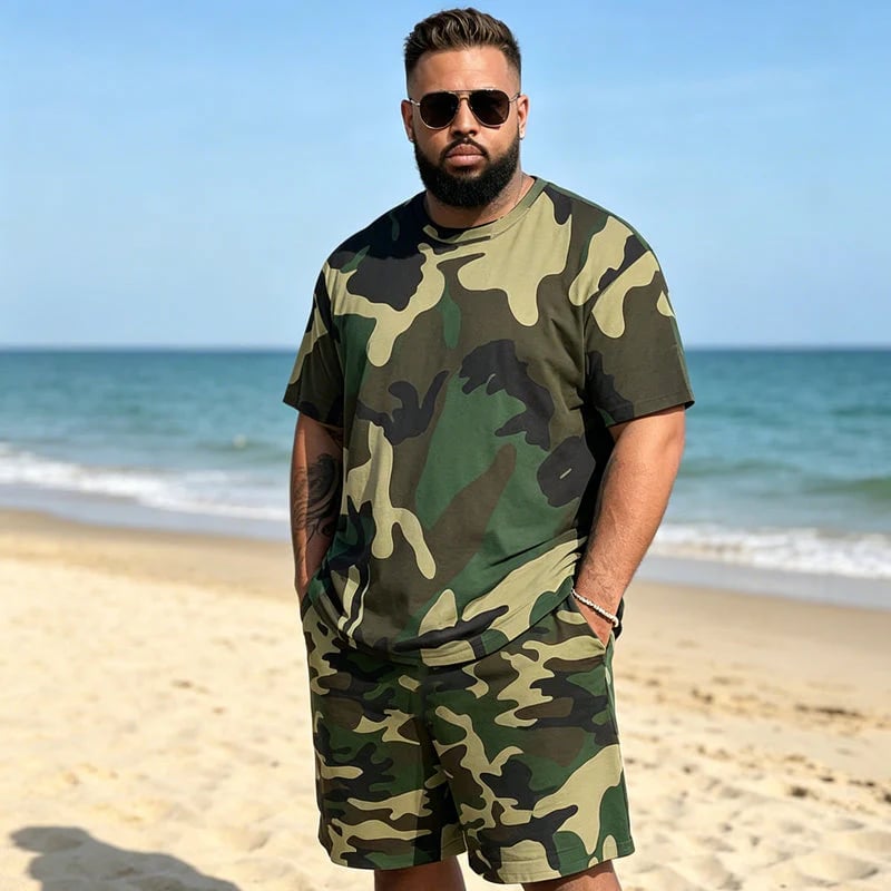 👕40% OFF!🩳Men's Camo Print T-Shirt & Shorts Set – Coordinated, Relaxed, Breathable 🌿