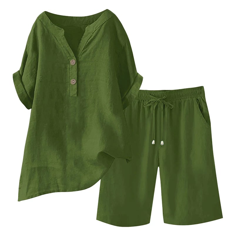 🔥Limited-time offer-Women's Cotton Linen 2-Piece Outfit Set