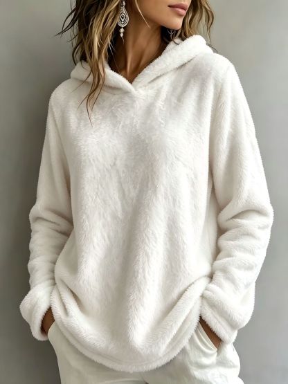 Women's Oversized Fuzzy Fleece Hooded Sweatshirt Long Sleeve Warm Pullover
