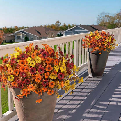 Autumn Faux Silk Daisy Flowers Halloween - Set of 12