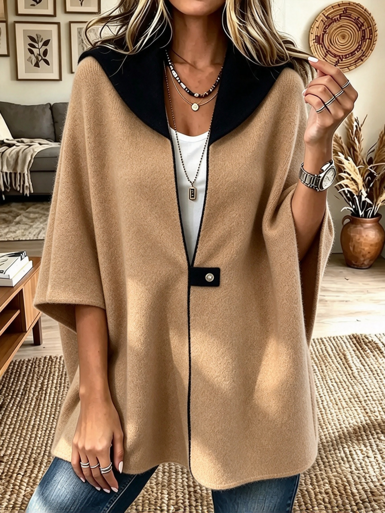 Women's Loose Zip-up Stand Collar Coat