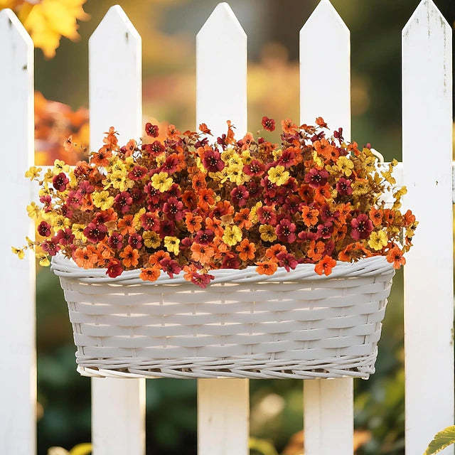 Autumn Faux Silk Daisy Flowers Halloween - Set of 12