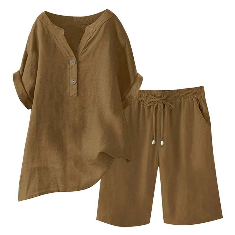 🔥Limited-time offer-Women's Cotton Linen 2-Piece Outfit Set