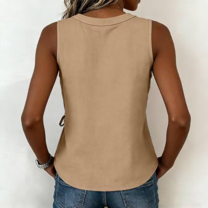Women's Wrap Tank Top Ruched Tie Side V Neck