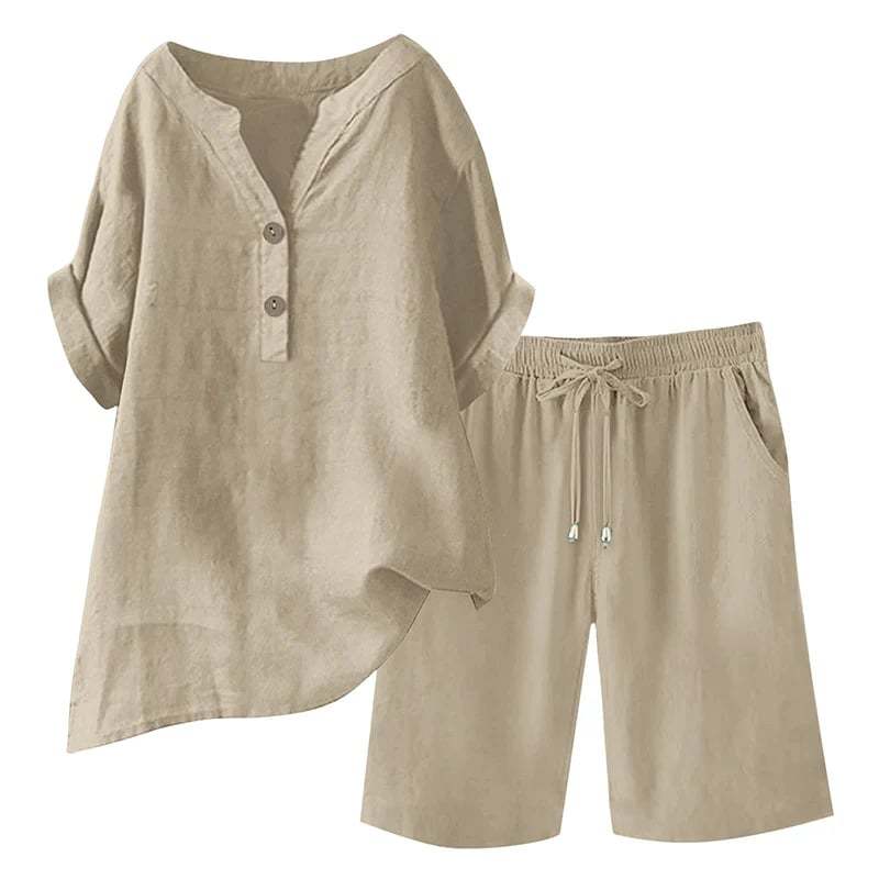 🔥Limited-time offer-Women's Cotton Linen 2-Piece Outfit Set
