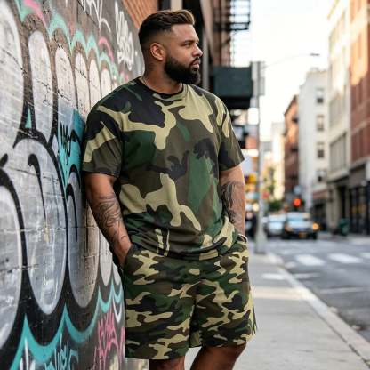 👕40% OFF!🩳Men's Camo Print T-Shirt & Shorts Set – Coordinated, Relaxed, Breathable 🌿