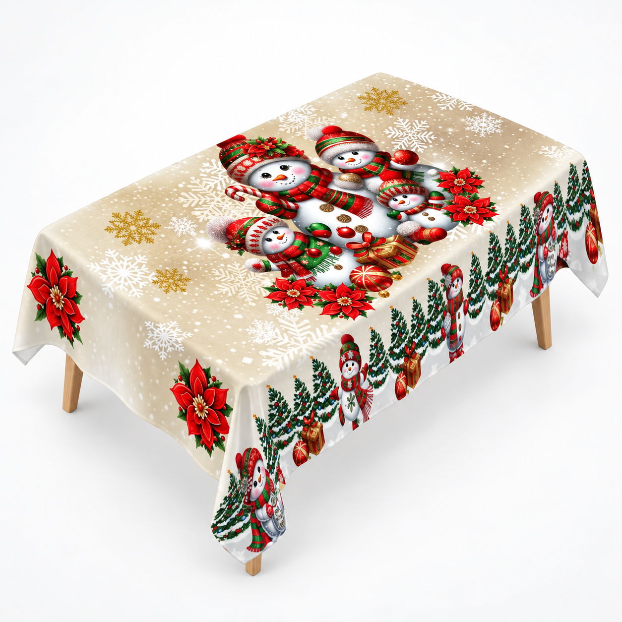 Red Bow Printed Christmas Tablecloth