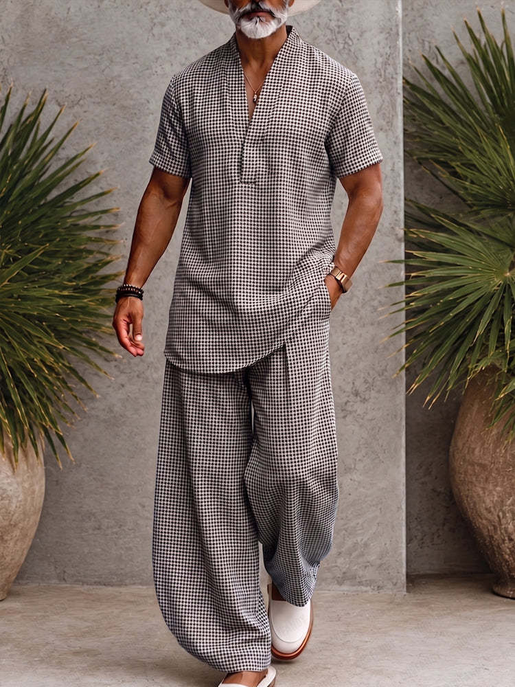 Classic Relaxed Fit Plaid Print Matching Set
