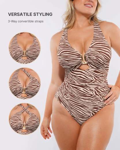 Smart Sculpt™ Ruched U-Wire Cut Out Shaping Swimsuit