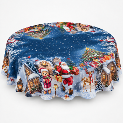 Red Bow Printed Christmas Tablecloth