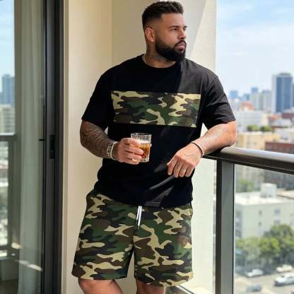 👕40% OFF!🩳Men's Camo Print T-Shirt & Shorts Set – Coordinated, Relaxed, Breathable 🌿