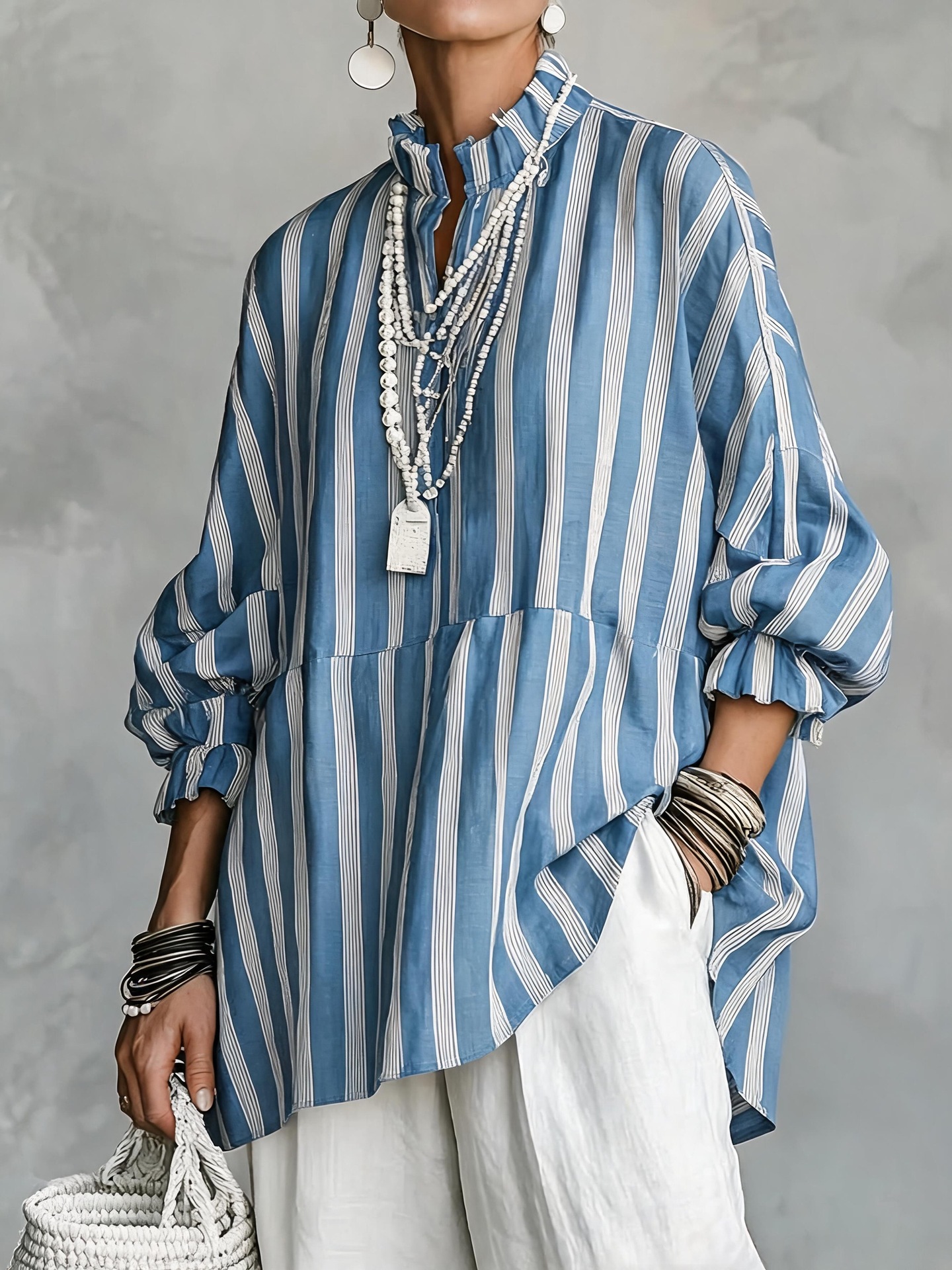 Casual Striped Linen-cotton Shirt