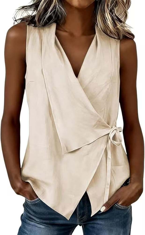 Women's Wrap Tank Top Ruched Tie Side V Neck