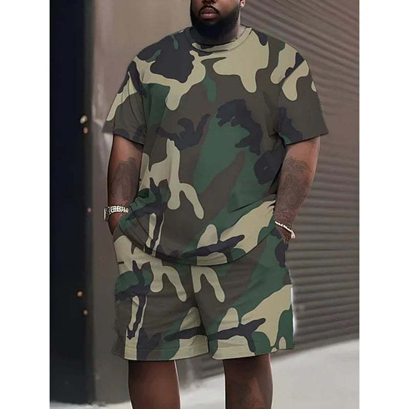 👕40% OFF!🩳Men's Camo Print T-Shirt & Shorts Set – Coordinated, Relaxed, Breathable 🌿