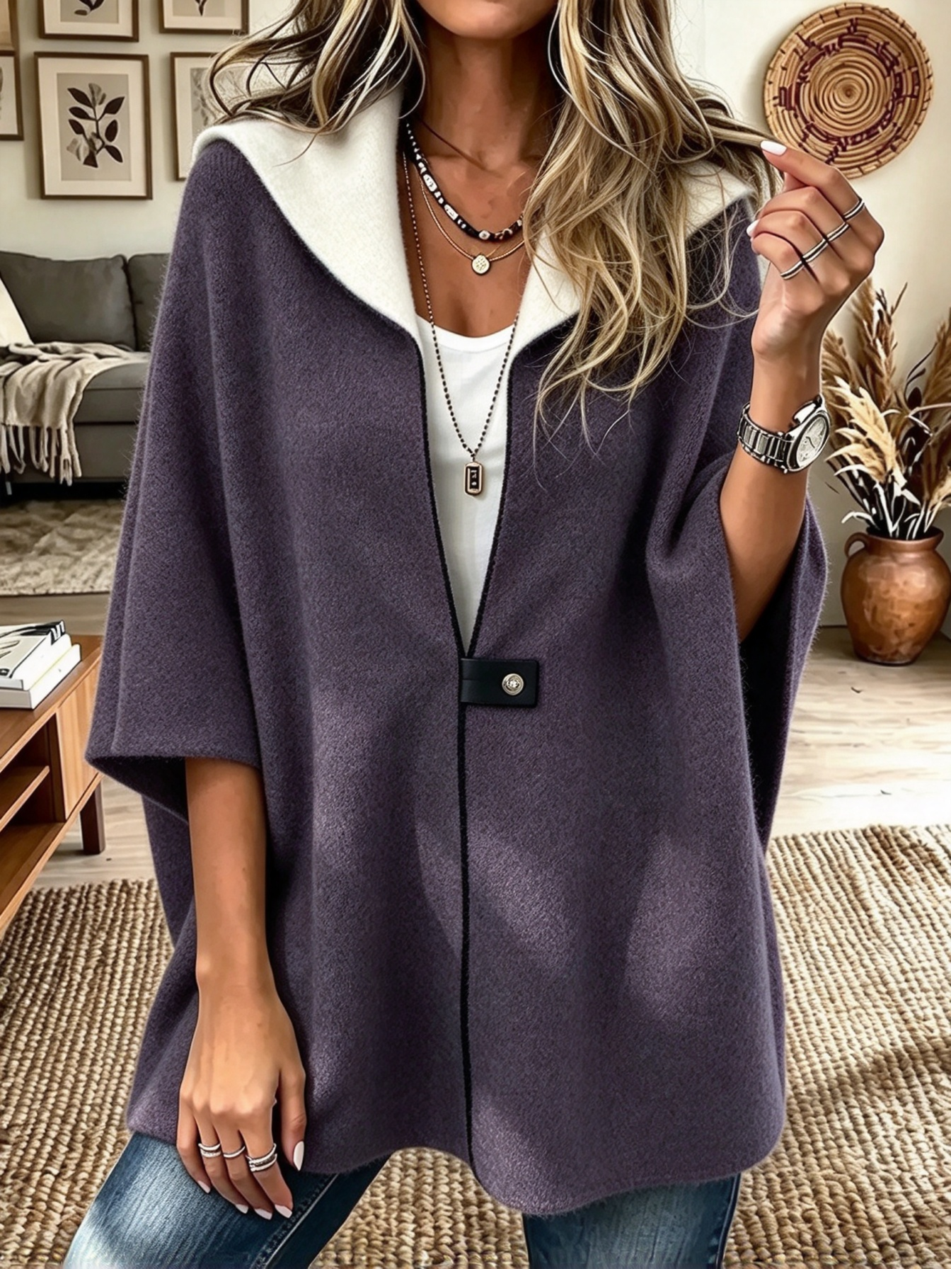 Women's Loose Zip-up Stand Collar Coat