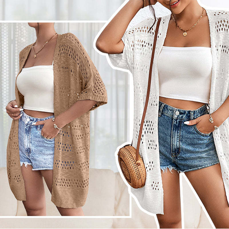 💥50% OFF! ✨ Women's Hollow-Out Knit Cardigan – Lightweight, Breathable, Boho-Chic