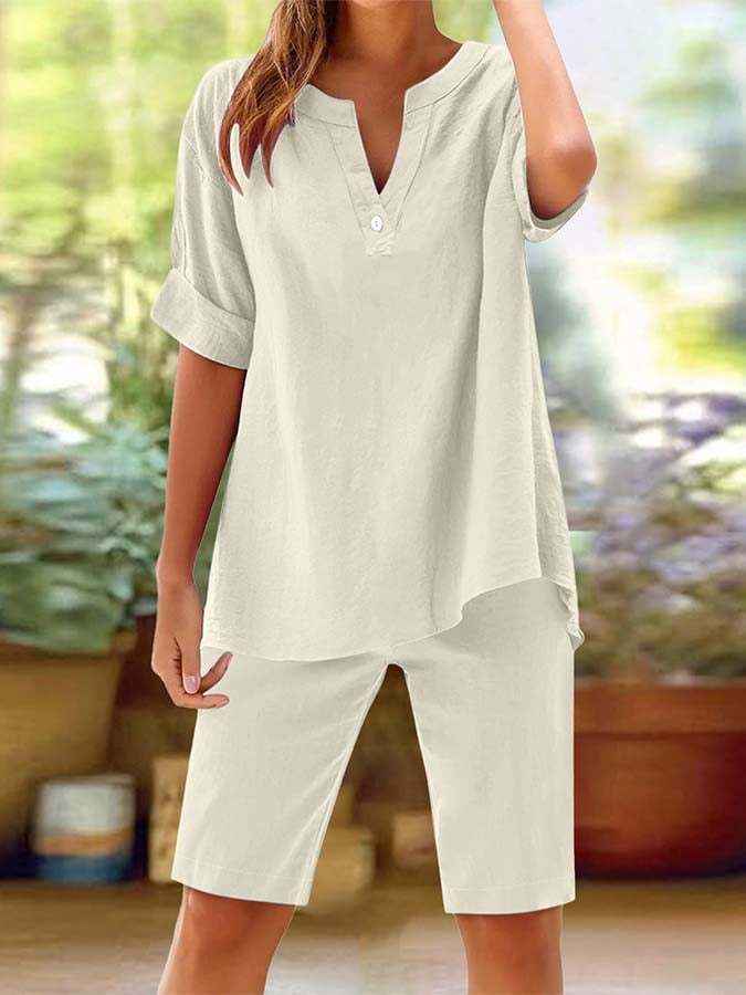 🔥Limited-time offer-Women's Cotton Linen 2-Piece Outfit Set