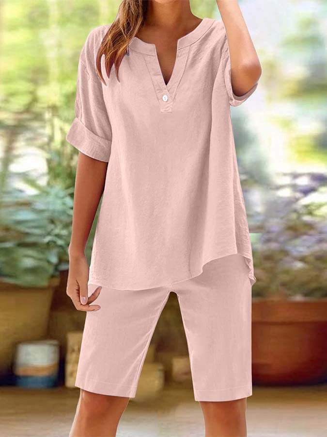 🔥Limited-time offer-Women's Cotton Linen 2-Piece Outfit Set