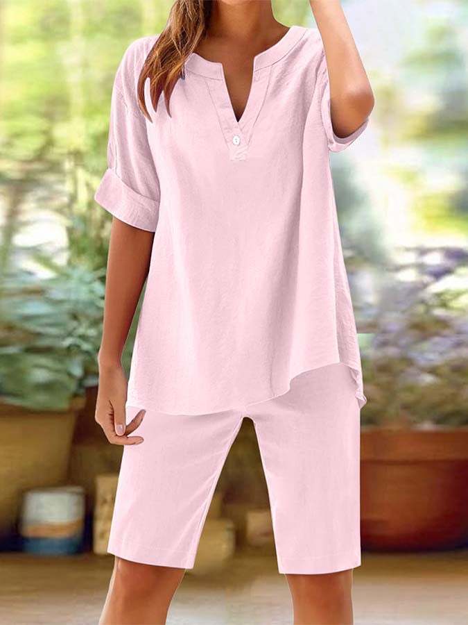 🔥Limited-time offer-Women's Cotton Linen 2-Piece Outfit Set