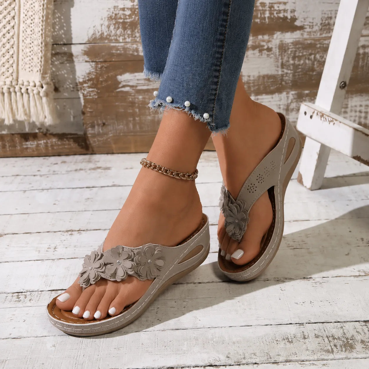 Florenza – Floral Wedge Sandals for Women, Cushioned Comfort