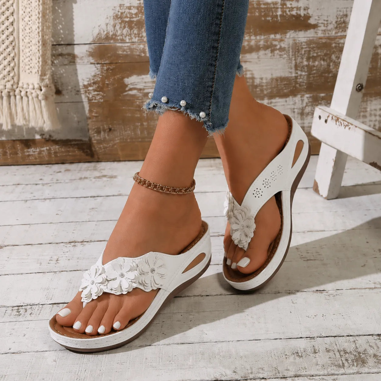 Florenza – Floral Wedge Sandals for Women, Cushioned Comfort