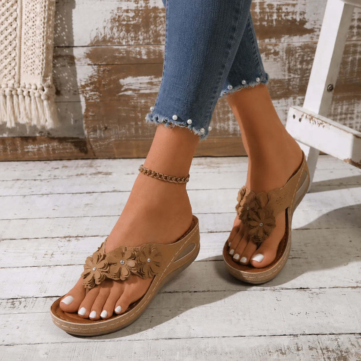 Florenza – Floral Wedge Sandals for Women, Cushioned Comfort