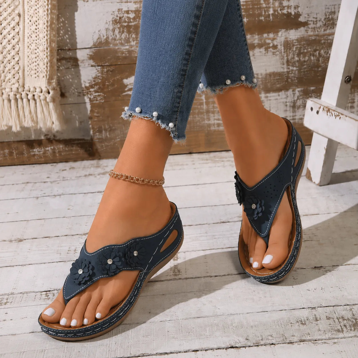 Florenza – Floral Wedge Sandals for Women, Cushioned Comfort