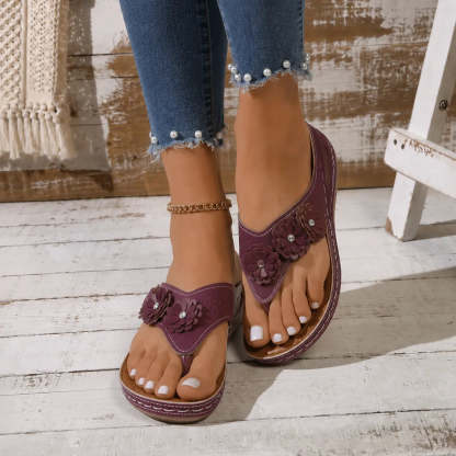 Florenza – Floral Wedge Sandals for Women, Cushioned Comfort