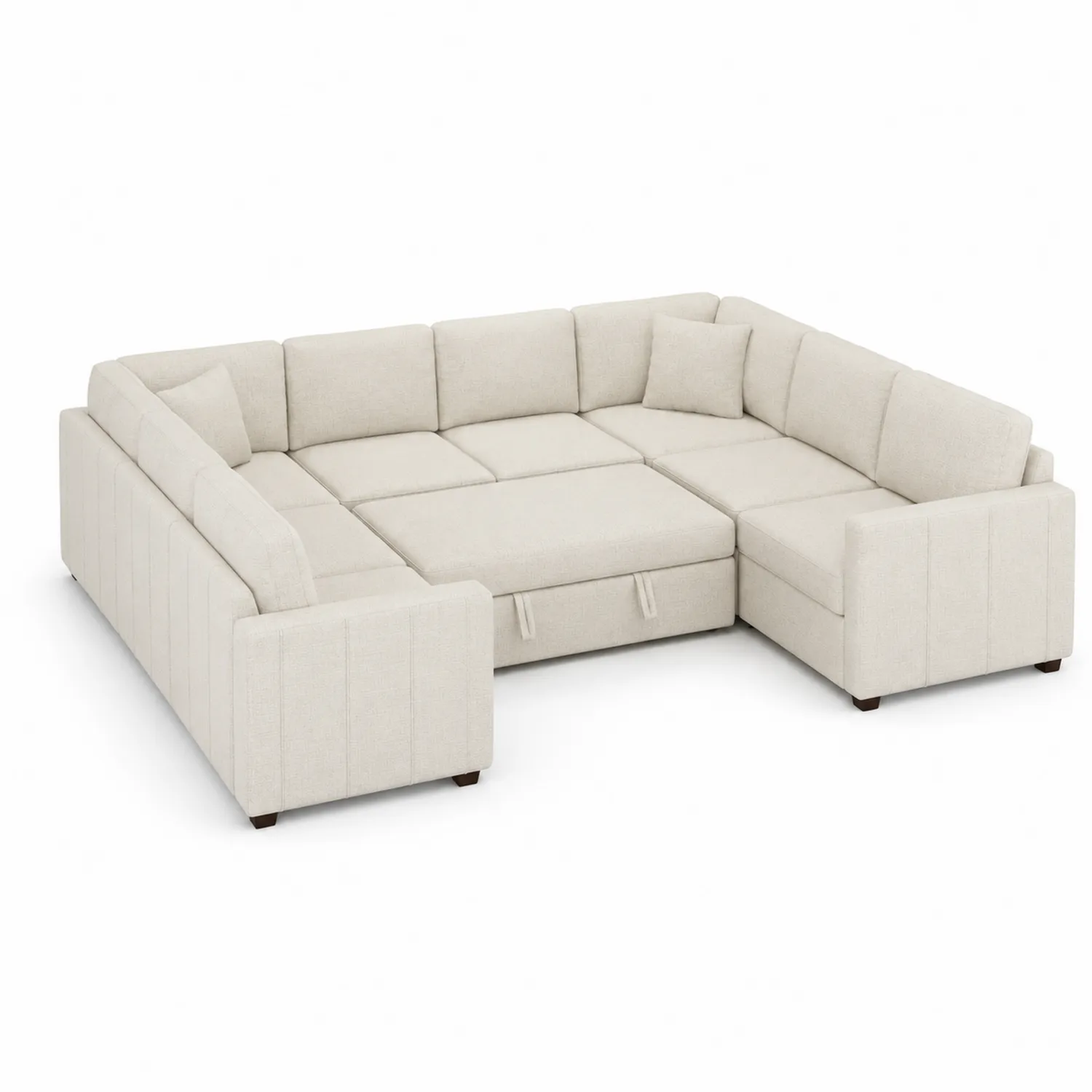 Sofa narożna w kształcie litery U z tkaniny w kolorze Beżowym