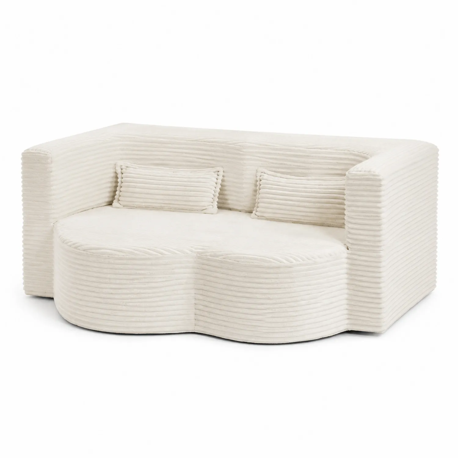Sofa narożna z tkaniny sztruksowej, 2-osobowa, Kremowy, 160 cm