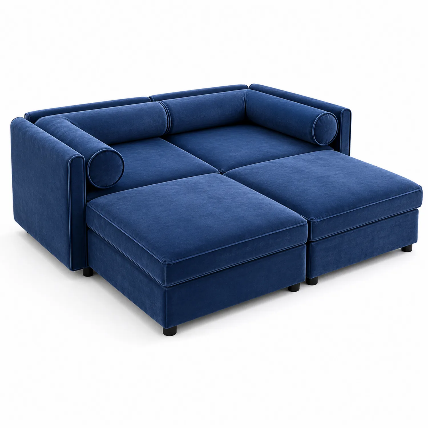 Modułowa sofa welurowa niebieska 200x160 cm