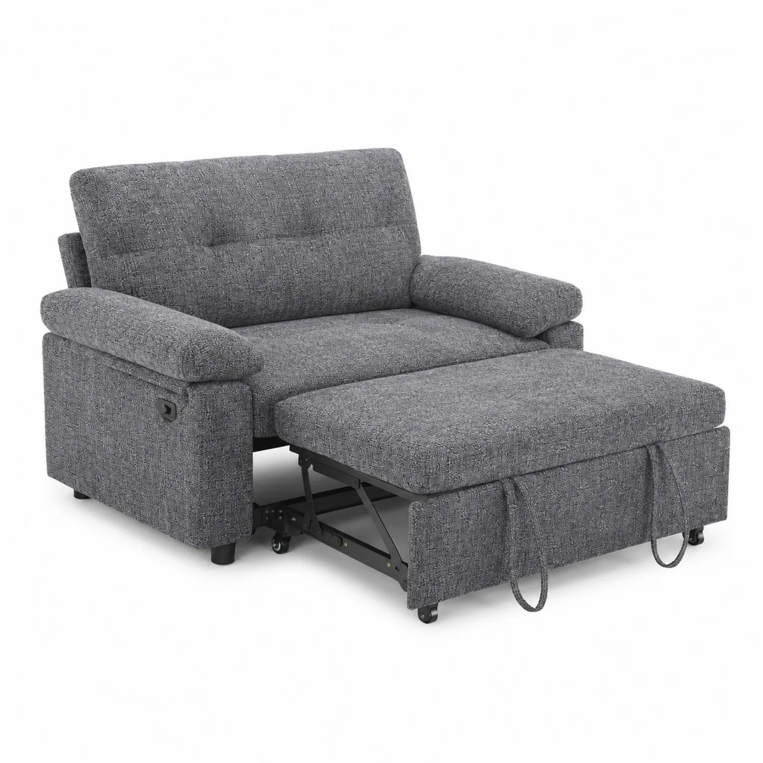 Sofa Rozkładana z Tkaniny Poliestrowej Szara 195x90x75 cm