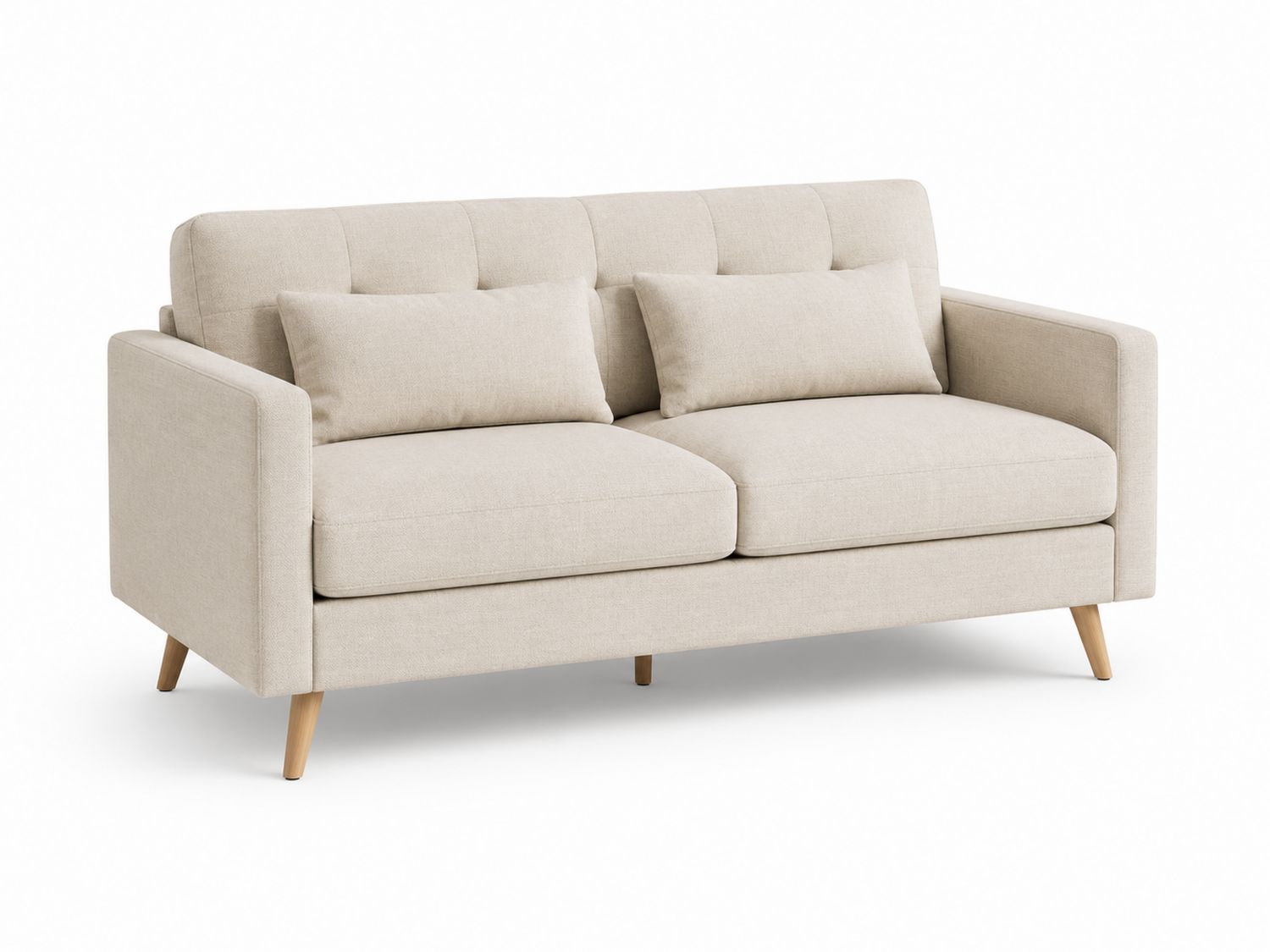 Sofa dwuosobowa z tkaniny poliestrowej z drewnianymi nogami