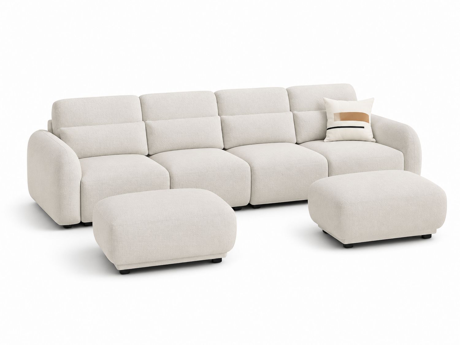 Sofa modułowa z podnóżkami poliester jasny beżowy