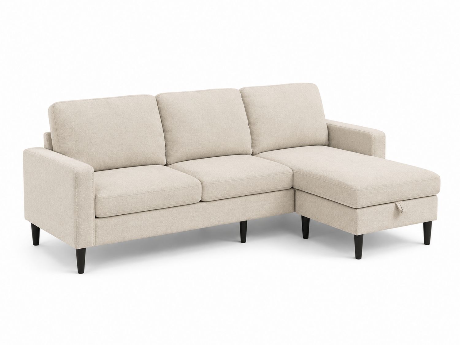 Sofa narożna z tkaniny beżowa 210x140x85 cm