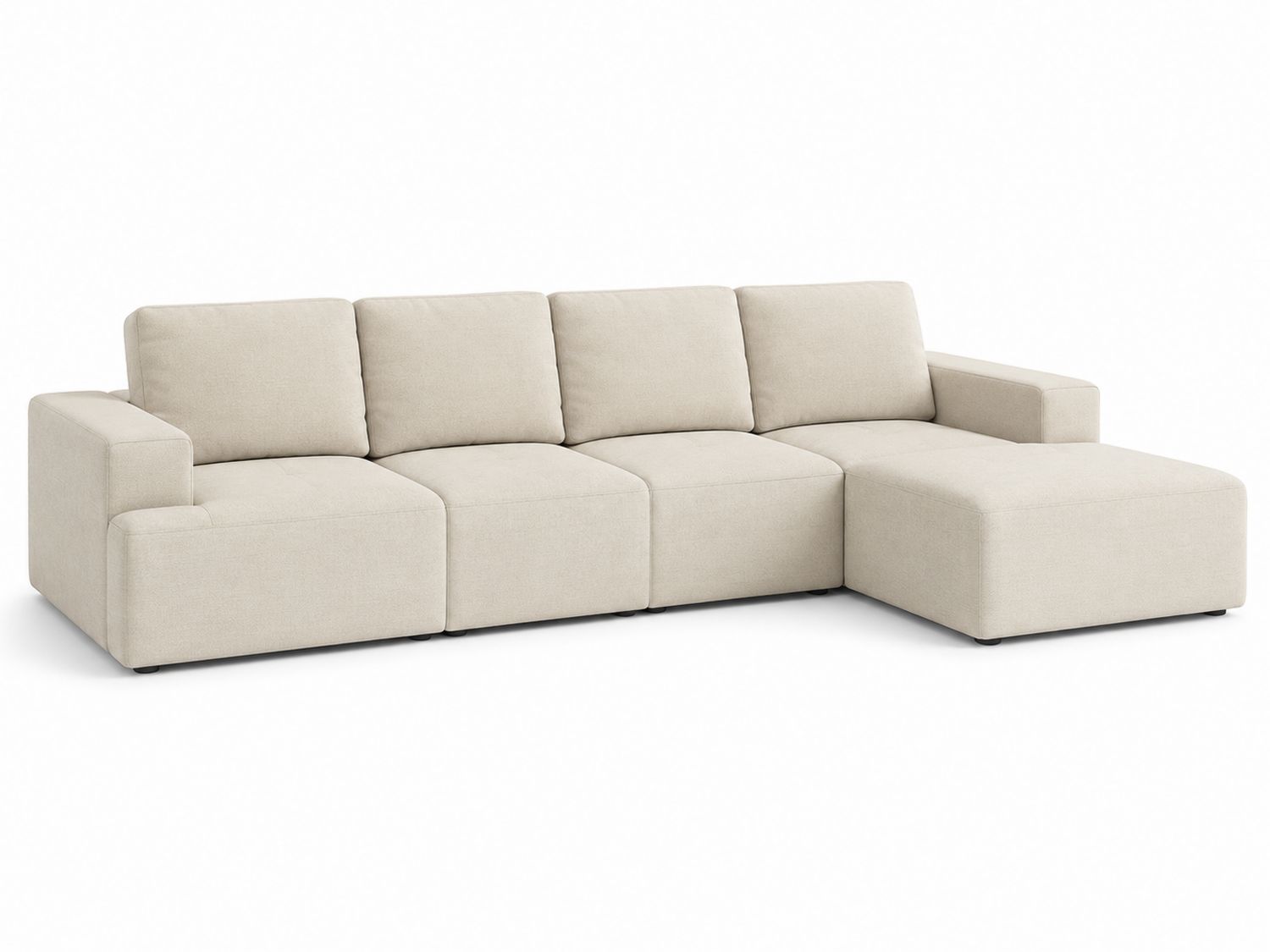 Sofa narożna 4-osobowa beżowa z leżanką