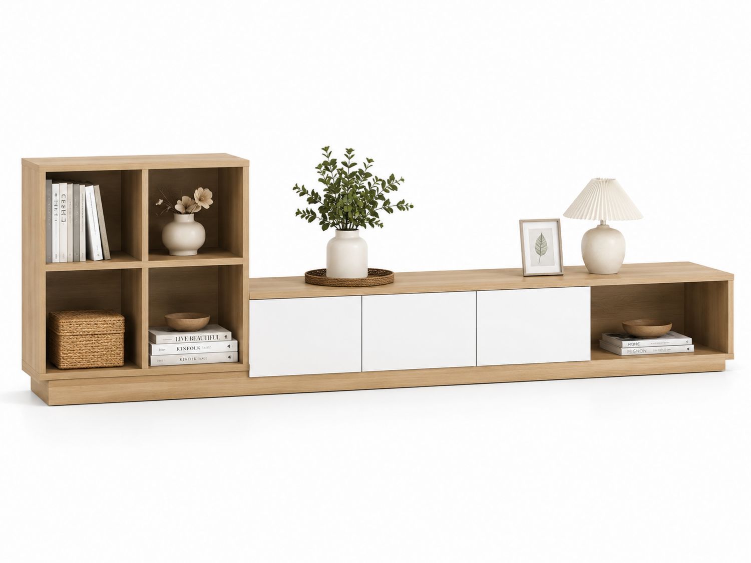 Szafka RTV z płyty MDF 200 cm Dąb/Biały