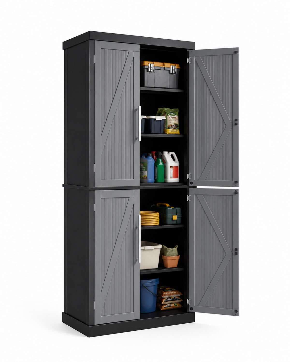 Szafka z Polipropylenu Szaro-Czarna 180x90x45 cm